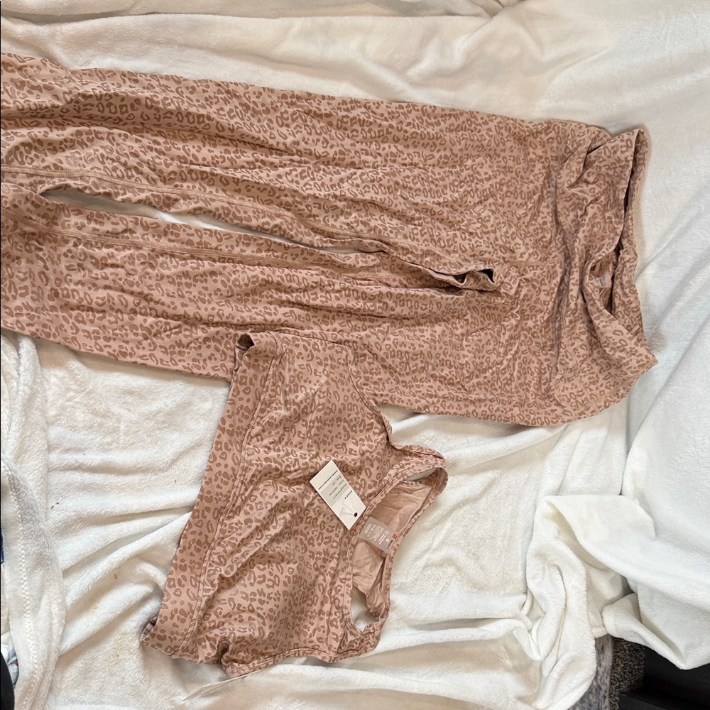 Mauve Pink Leopard Print Two-Piece Loungewear Set
